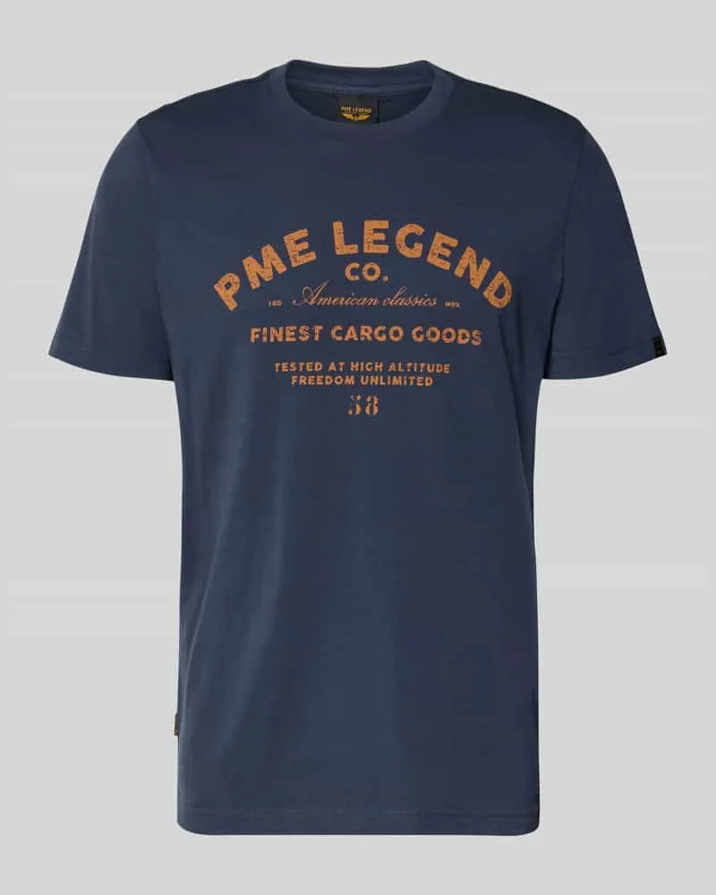 PME Legend Regular Fit T-Shirt mit Logo-Print Dunkelblau