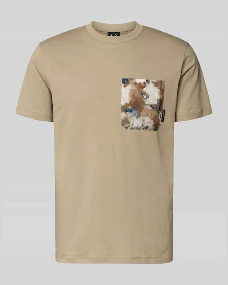 Armani Exchange T-Shirt mit Brusttasche Beige