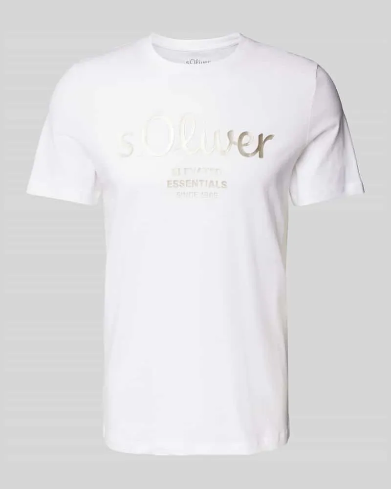 S.Oliver Regular Fit T-Shirt aus reiner Baumwolle mit Statement-Label-Print Weiss