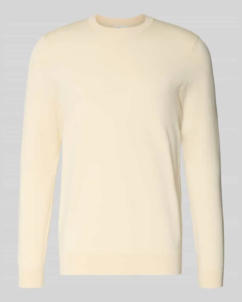 Profuomo Regular Fit Strickpullover mit Seide-Anteil Offwhite