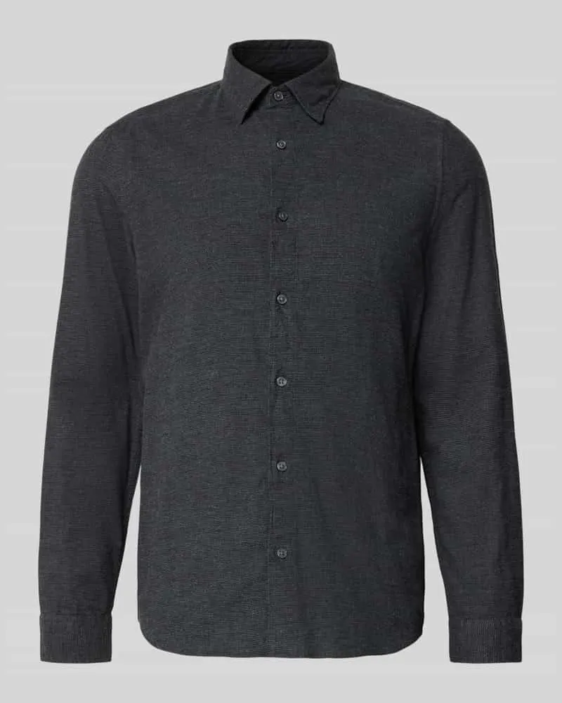 Marc O'Polo Shaped Fit Freizeithemd aus reiner Baumwolle Anthrazit