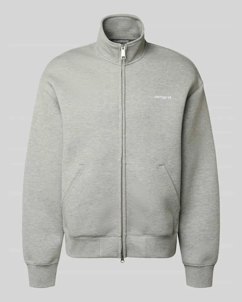 Carhartt WIP Sweatjacke mit Stehkragen Hellgrau