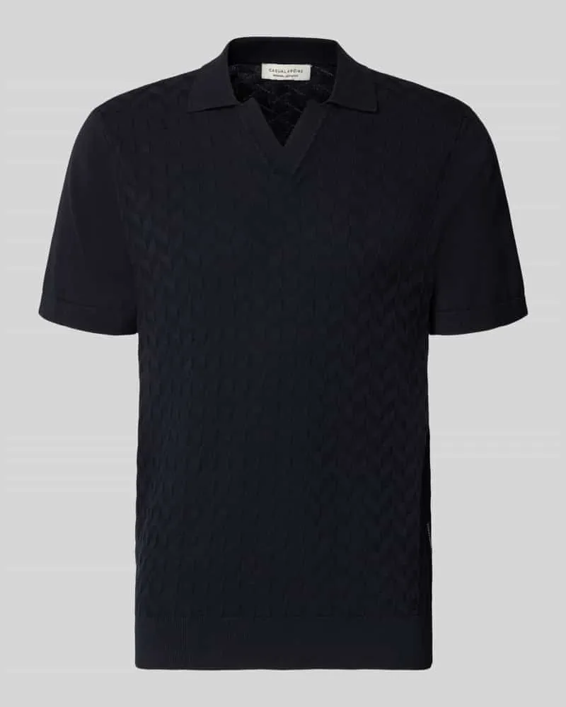 Casual Friday Regular Fit Poloshirt mit Strukturmuster Modell 'DYRVIK Dunkelblau