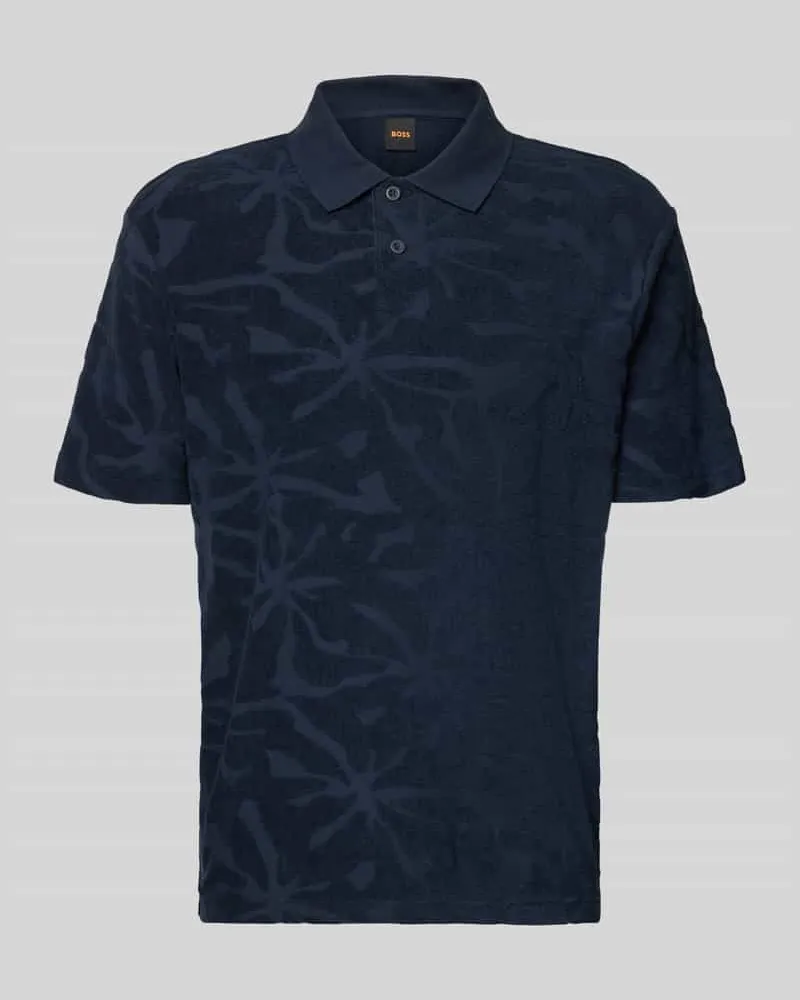 HUGO BOSS Regular Fit Poloshirt aus Baumwoll-Mix Modell 'PE_FLOWER Marine