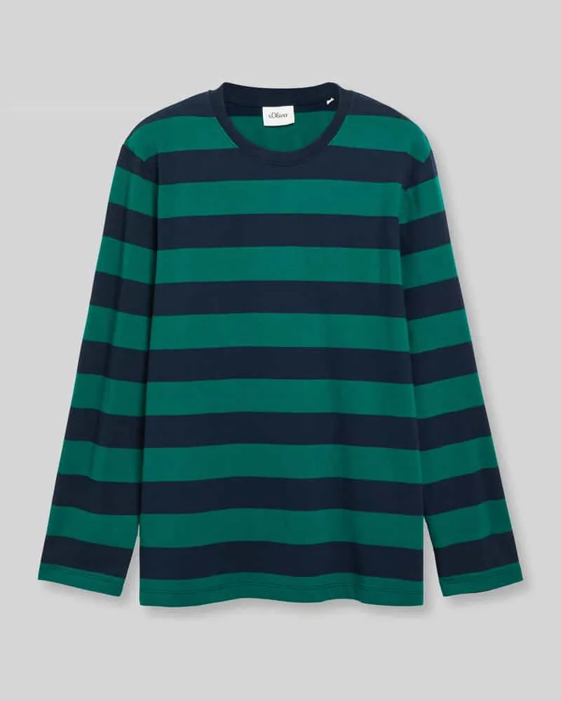 S.Oliver Longsleeve mit abgerundetem Saum Marine