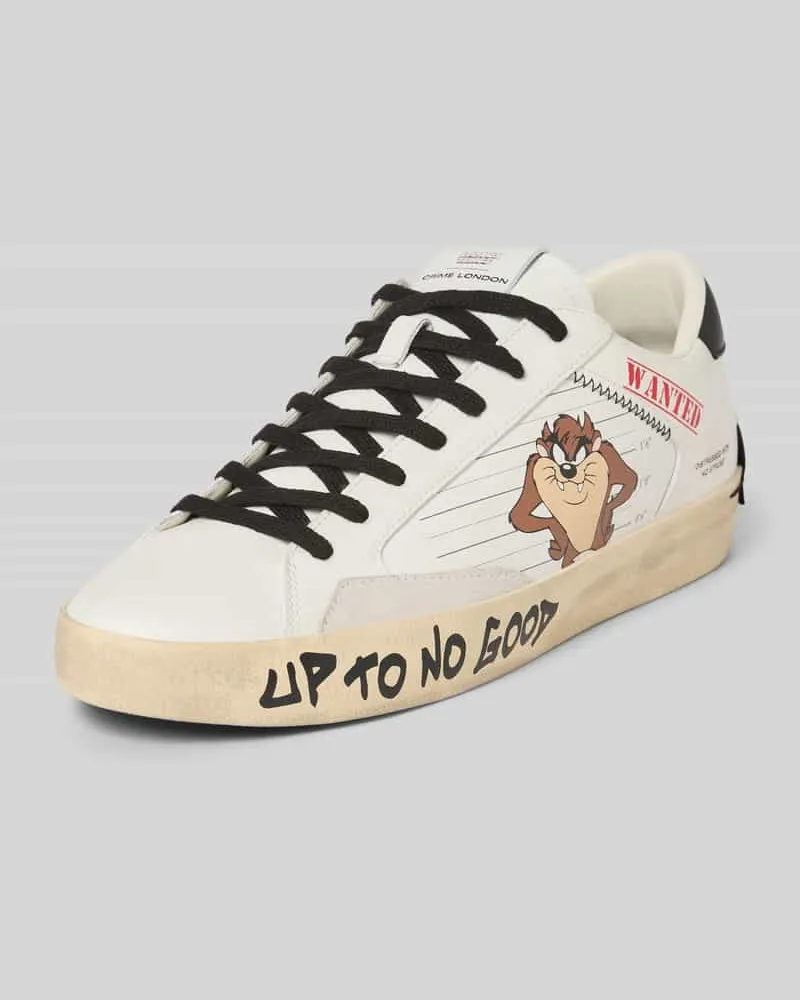 Crime Sneaker mit Motiv-Prints Modell 'DISTRESSED Weiss