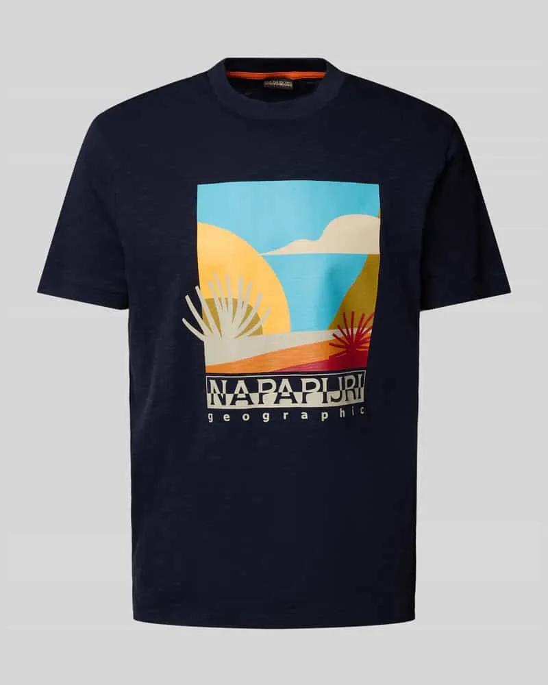 Napapijri T-Shirt mit Label-Print Modell 'ARBIA Marine