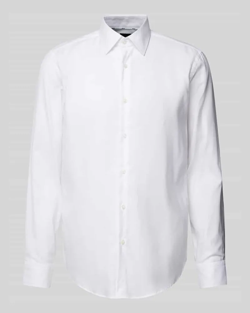 HUGO BOSS Regular Fit Business-Hemd mit Knopfleiste Weiss