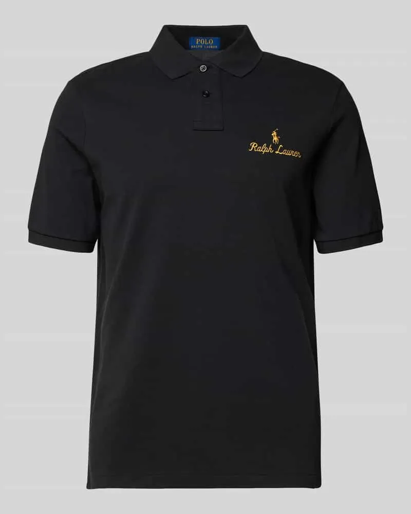 Ralph Lauren Classic Fit Poloshirt mit Label-Stitching Black
