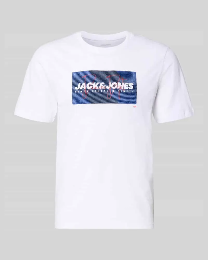 Jack & Jones Regular Fit T-Shirt aus reiner Baumwolle Modell 'COLE Weiss