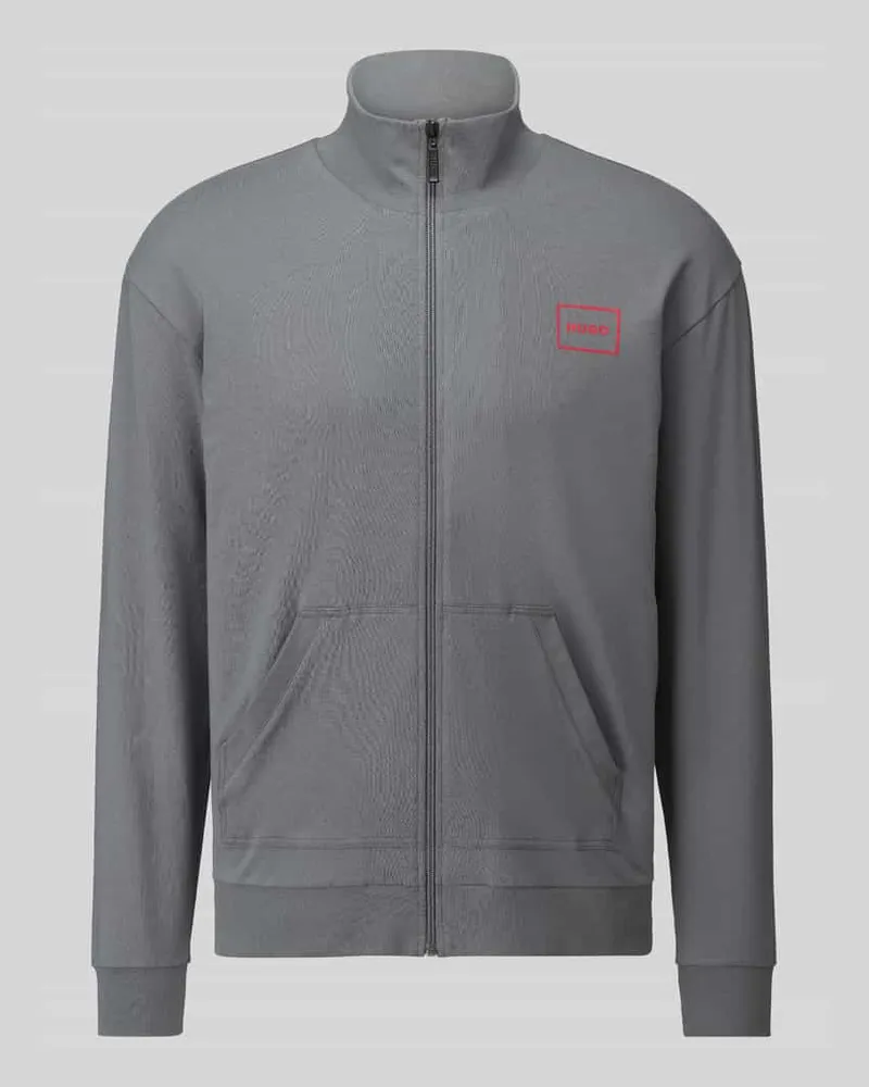 HUGO BOSS Regular Fit Sweatjacke aus Baumwoll-Mix Modell 'Laze Zip Jacket Mittelgrau