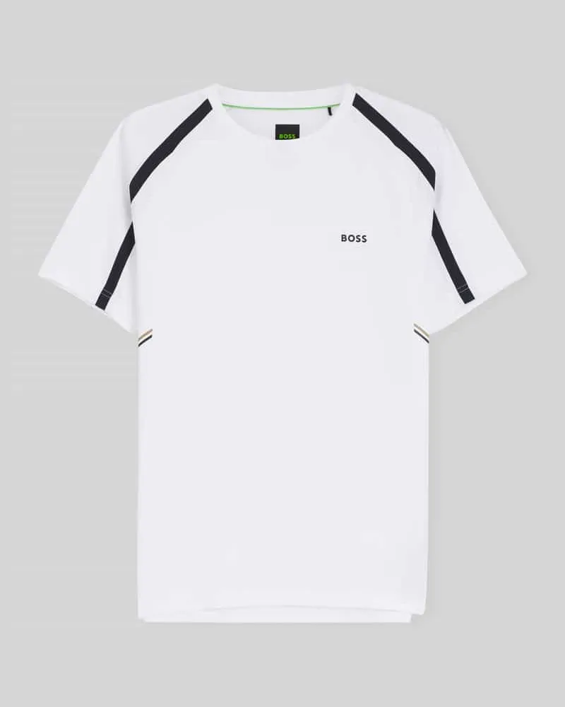 HUGO BOSS Slim Fit Sport T-Shirt mit Logo-Schriftzug Weiss