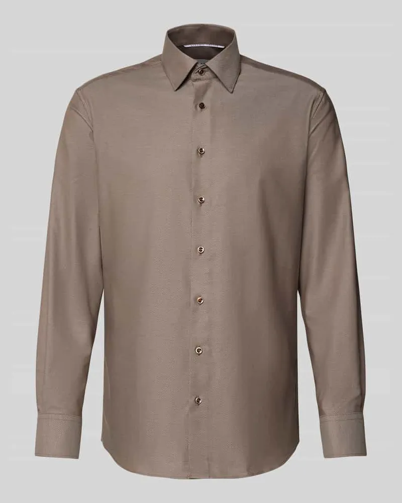 Eterna Modern Fit Business-Hemd mit Kentkragen Sand