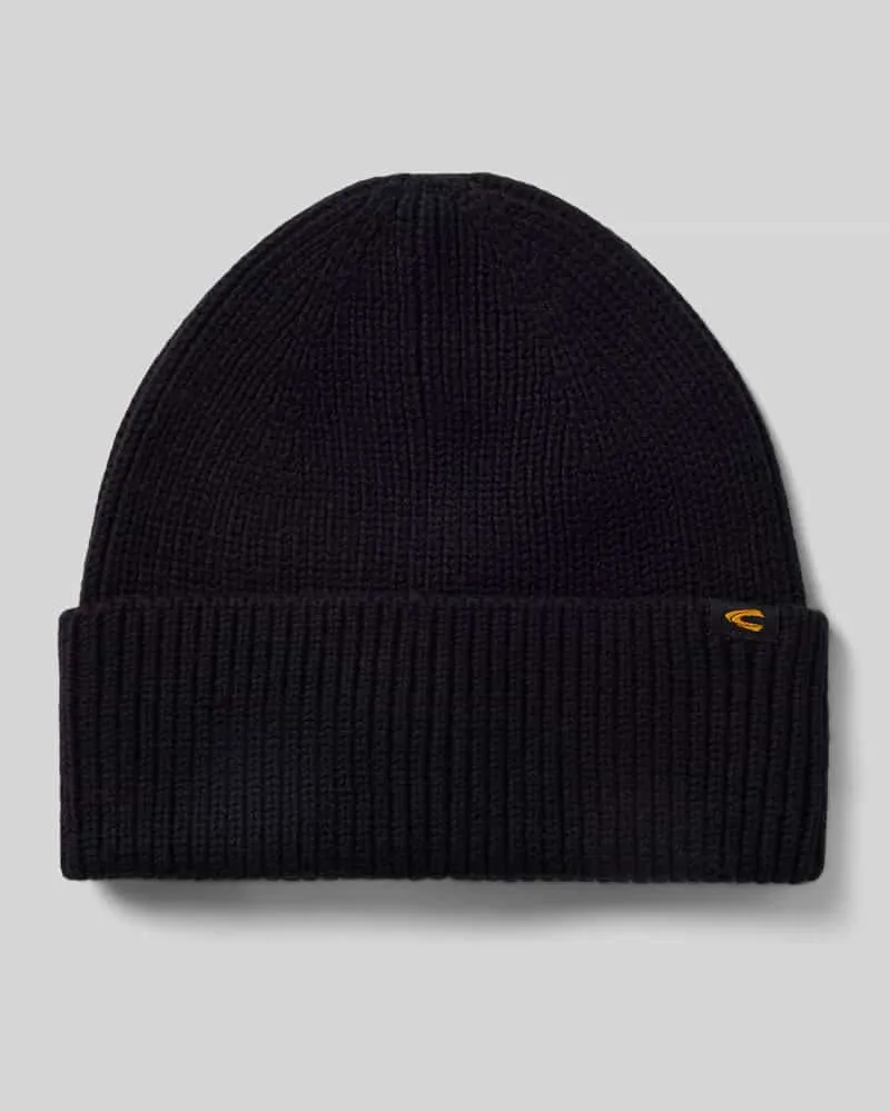 Camel Active Beanie mit breitem Umschlag und Label-Detail Anthrazit
