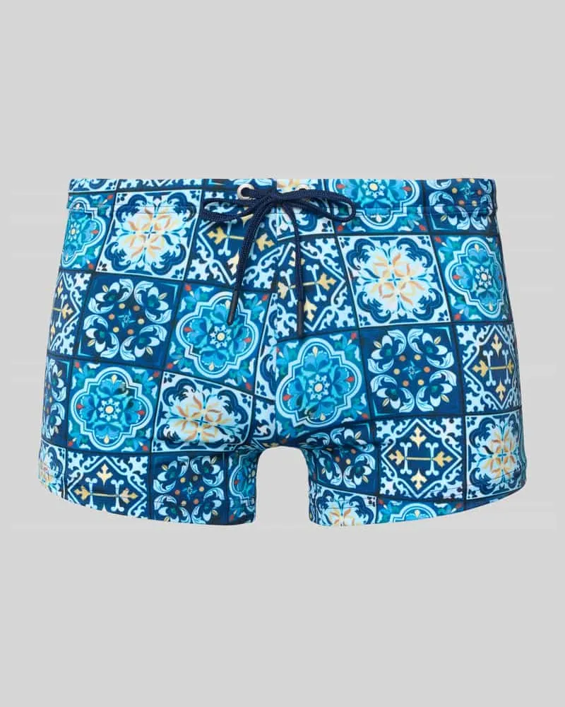 HOM Badehose im Allover-Look Modell 'MAIOLICA Marine