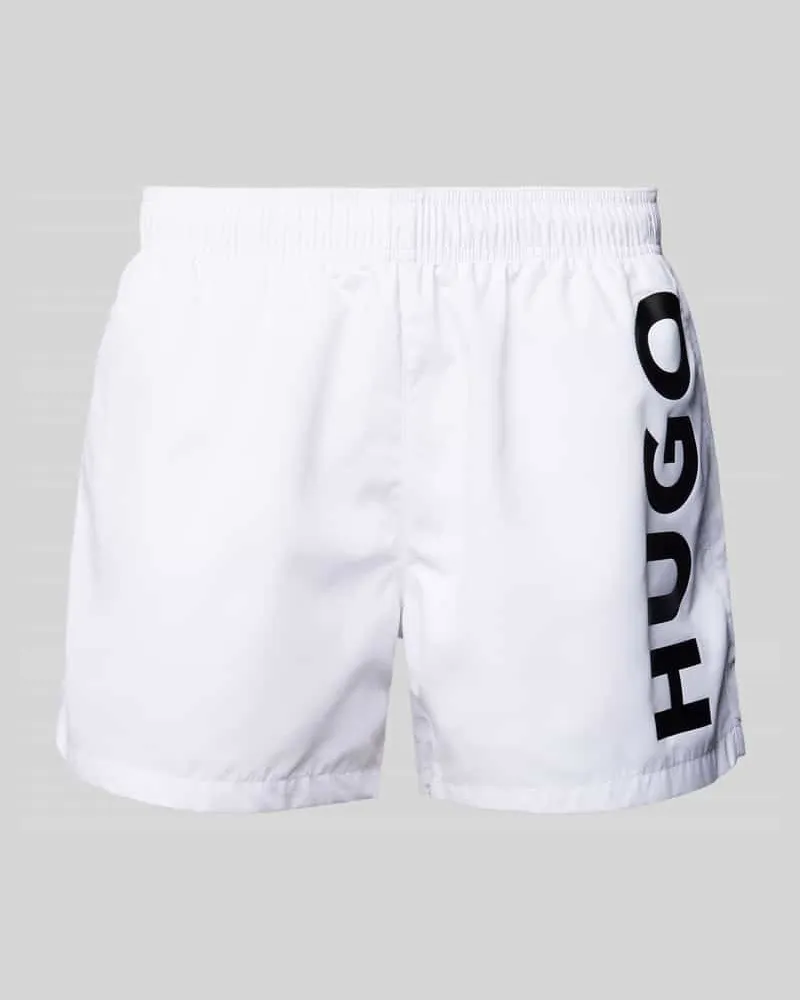 HUGO BOSS Badehose mit Label-Print Modell 'ABAS Weiss