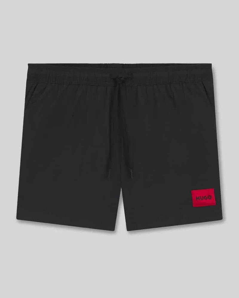 HUGO BOSS Badeshorts mit Label Patch Modell 'DOMINICA Black