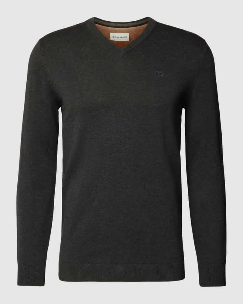 Tom Tailor Regular Fit Strickpullover aus reiner Baumwolle mit V-Ausschnitt 