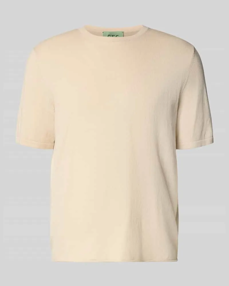 FTC Cashmere Strickshirt mit Kaschmir-Anteil und Knopfleiste Beige