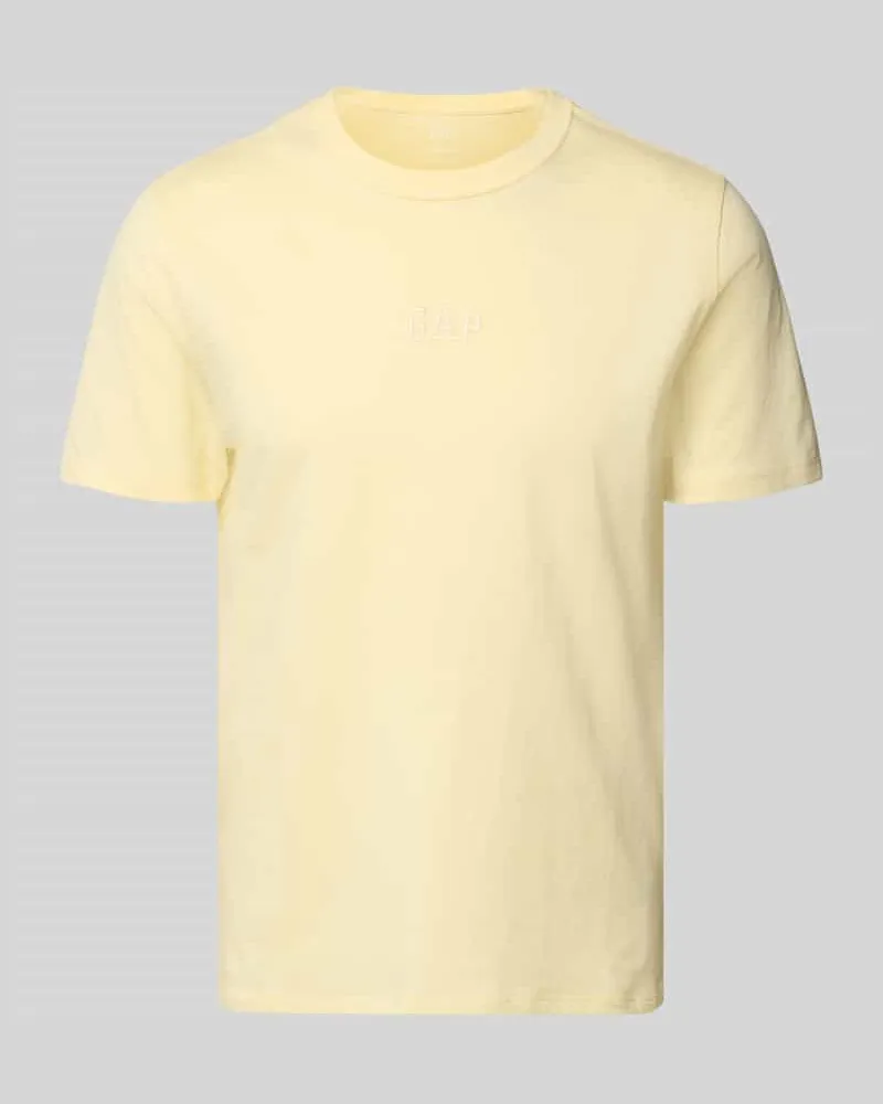 GAP T-Shirt mit Rundhalsausschnitt und Label-Stitching Hellgelb