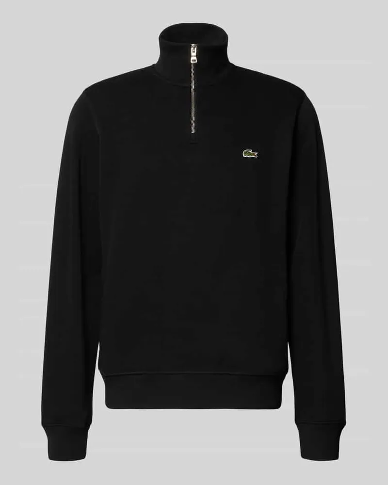 Lacoste Regular Fit Troyer aus reiner Baumwolle Black