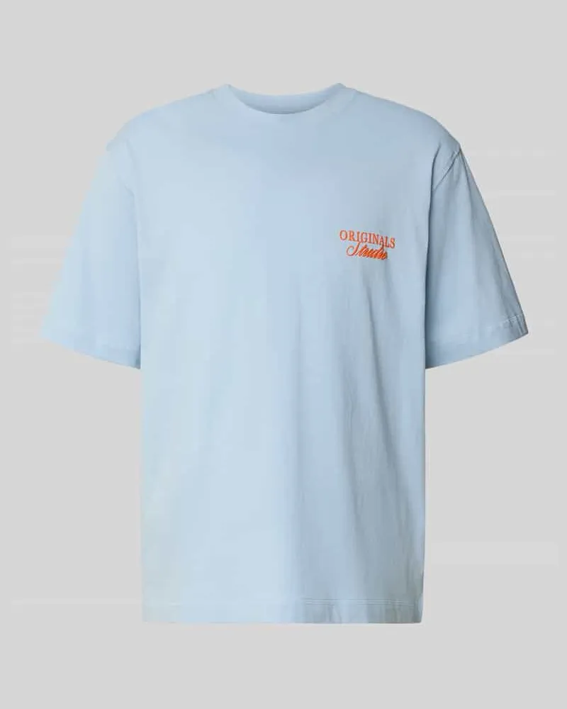 Jack & Jones T-Shirt mit Label-Print Hellblau