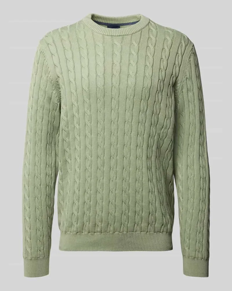 Christian Berg Strickpullover mit gerippten Abschlüssen Schilf