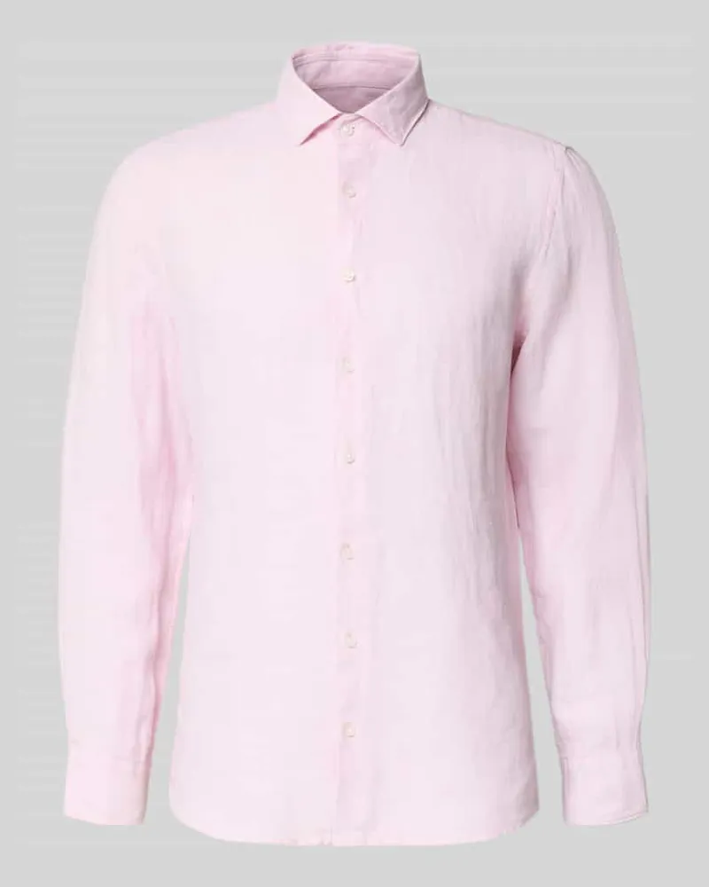 Seidensticker Slim Fit Business-Hemd aus Leinen mit Kentkragen Rose