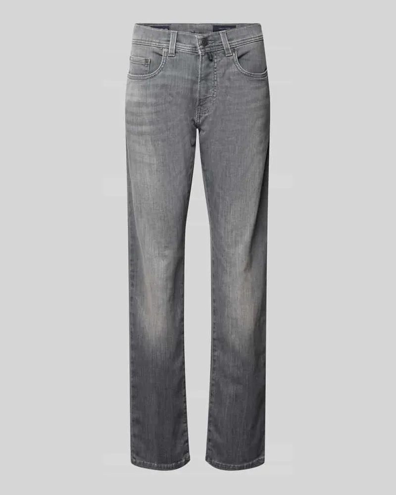 Pierre Cardin Tapered Fit Jeans im Used-Look Modell 'Lyon Mittelgrau