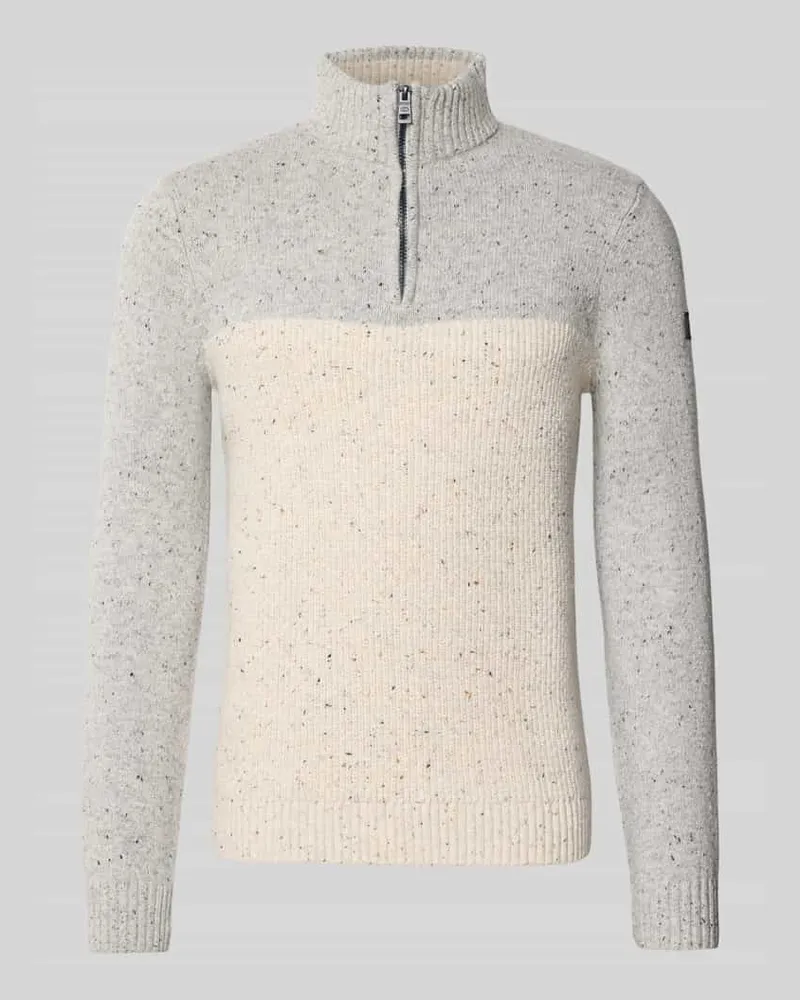 Tom Tailor Regular Fit Troyer aus Baumwoll-Mix Offwhite