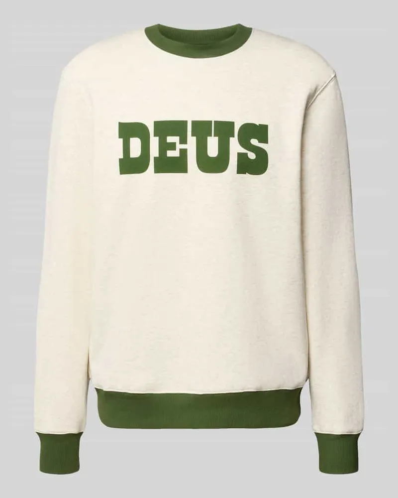 Deus Ex Machina Sweatshirt mit Label-Print und Rundhalsausschnitt Hellgrau