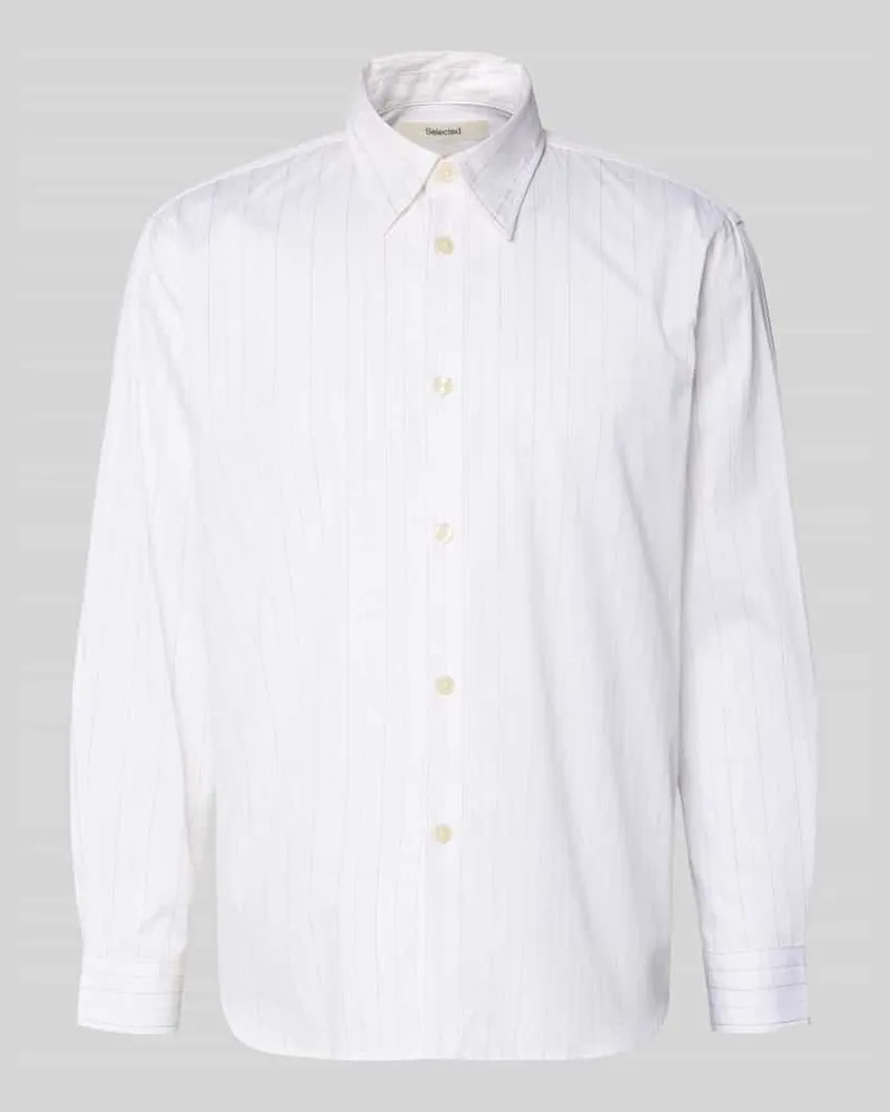 Selected Homme Relaxed Fit Freizeithemd aus reiner Baumwolle Modell 'GEORGE Offwhite
