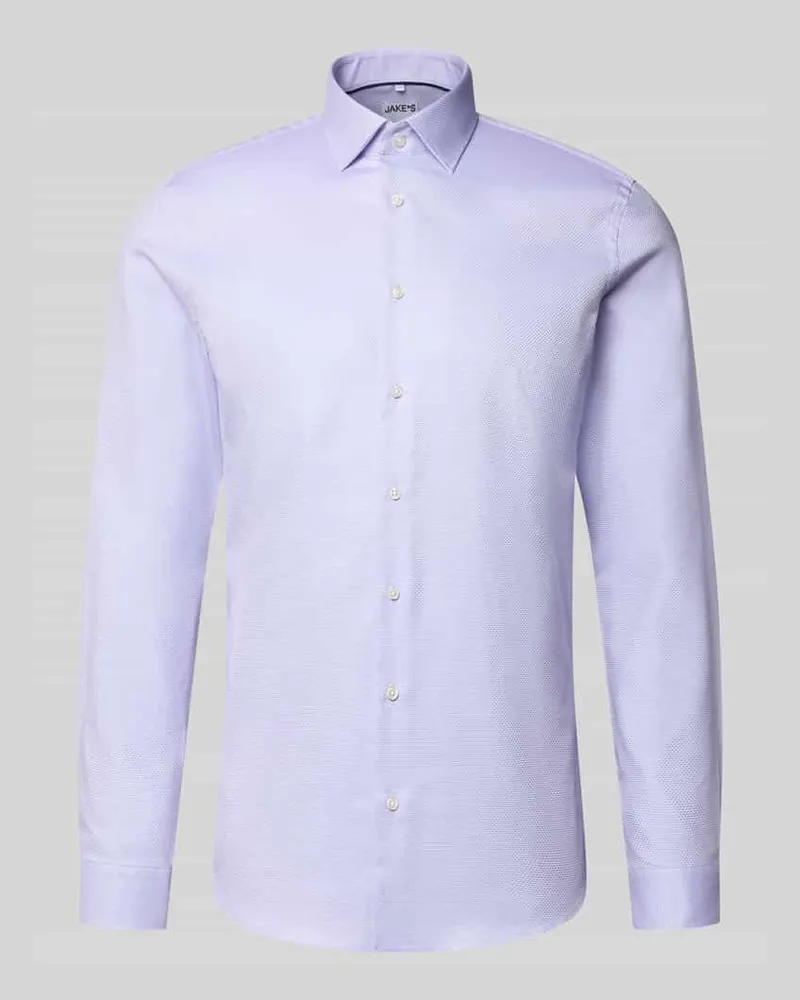 JAKE*S Slim Fit Businesshemd mit Strukturoptik Lavender