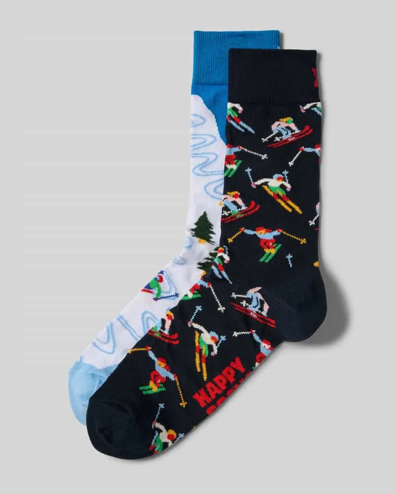 Happy Socks Socken mit Label-Print im 2er-Pack Weiss