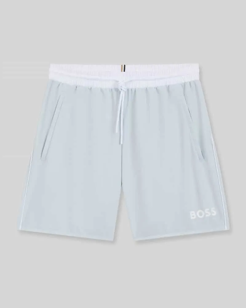 HUGO BOSS Regular Fit Badehose mit Logo-Print Modell 'STARFISH Hellblau