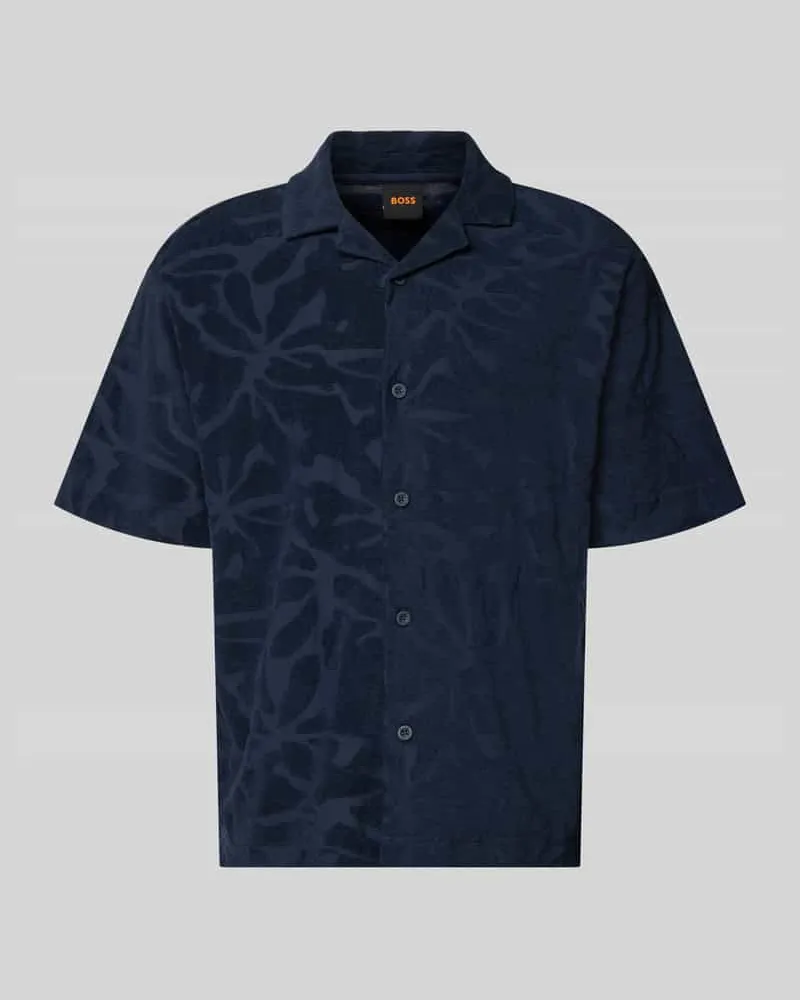 HUGO BOSS Regular Fit Freizeithemd aus Baumwoll-Mix Modell 'WE_FLOWER Marine