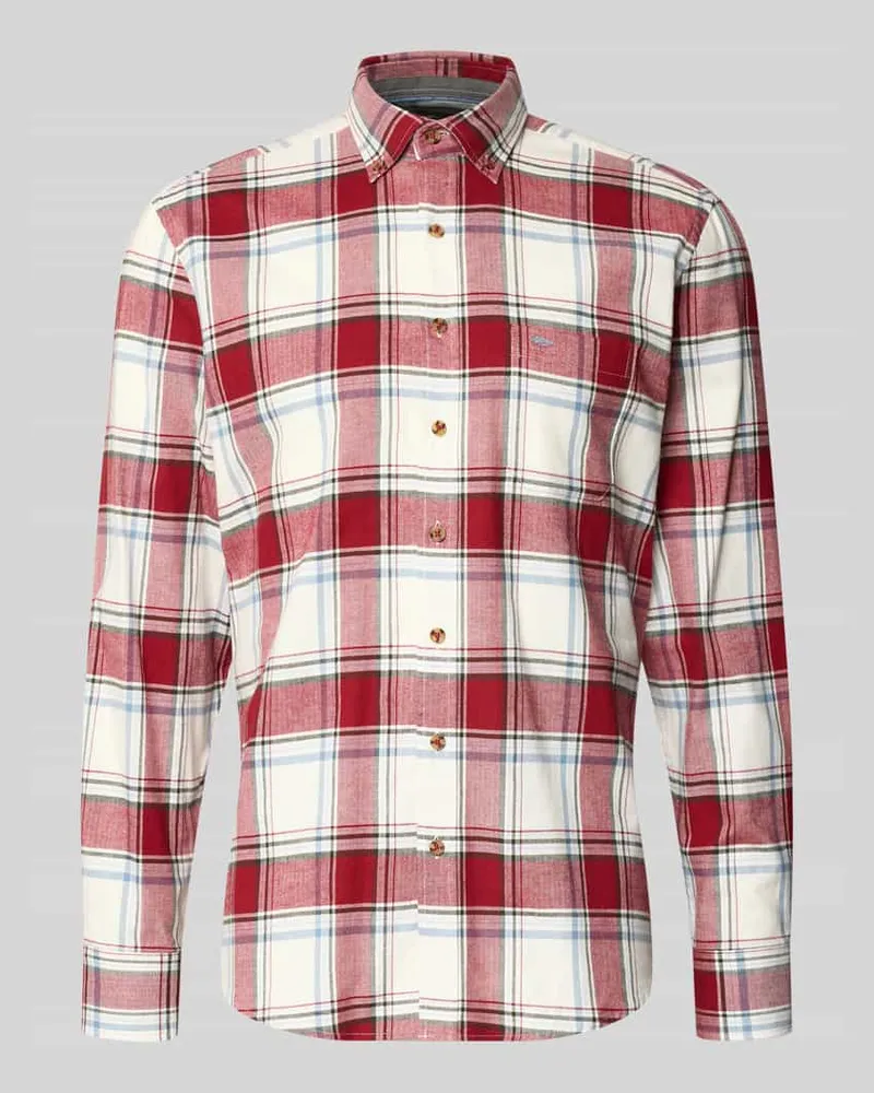 Fynch-Hatton Regular Fit Freizeithemd aus reiner Baumwolle Rot