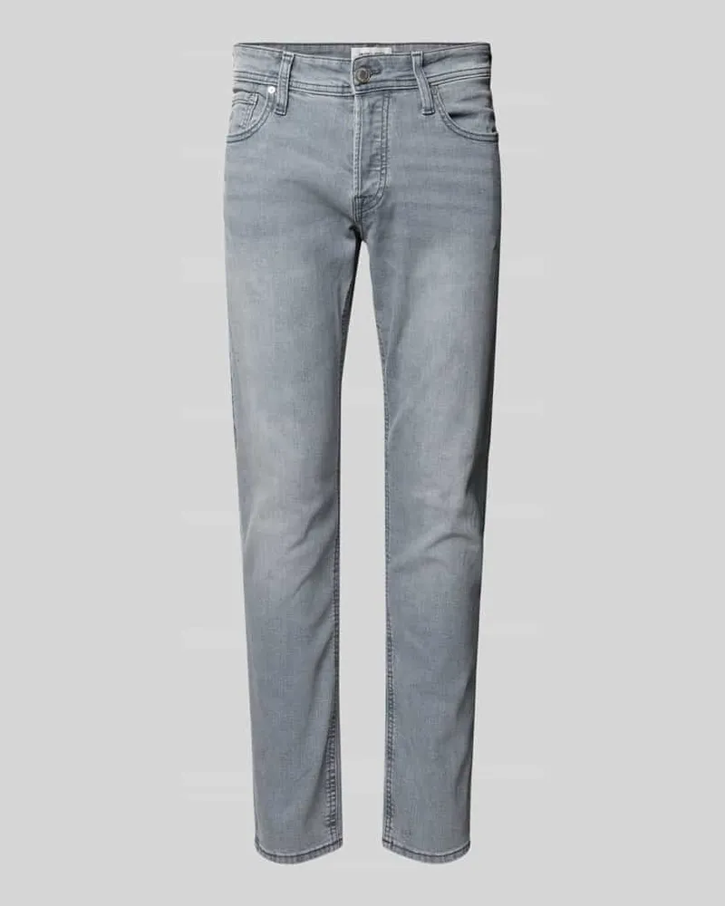 Jack & Jones Slim Fit Jeans mit Knopfleiste Modell 'Glenn Hellgrau
