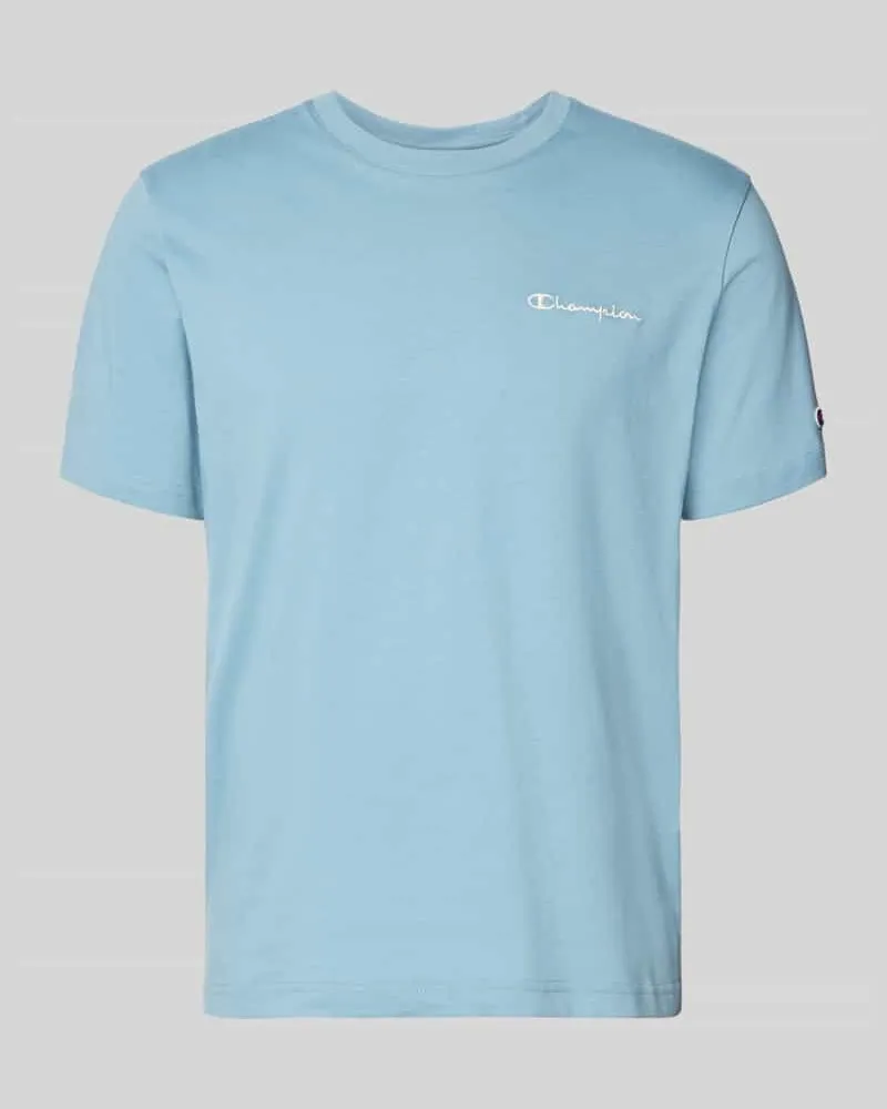Champion T-Shirt mit Label-Stitchings und Rundhalsausschnitt Rauchblau
