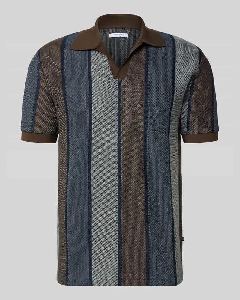 Samsøe & Samsøe Poloshirt mit gerippten Ärmelabschlüssen Modell 'TRAVIS Dunkelblau