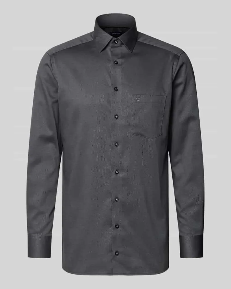 Olymp Modern Fit Businesshemd mit Kentkragen Modell 'NEW KENT Silber