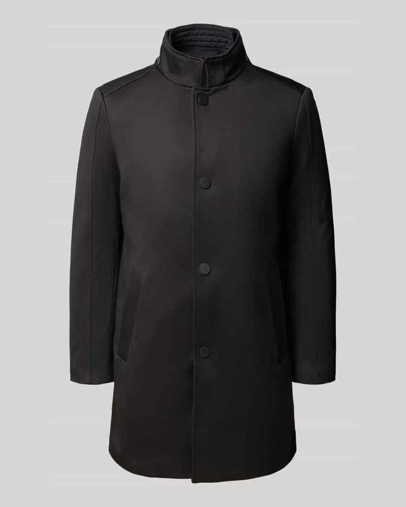 McNeal Regular Fit Mantel aus elastischem Viskose-Mix mit Stehkragen Black