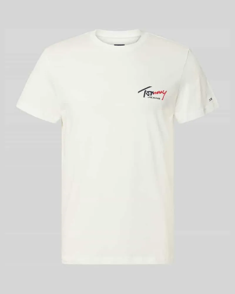 Tommy Hilfiger Slim Fit T-Shirt aus reiner Baumwolle Offwhite