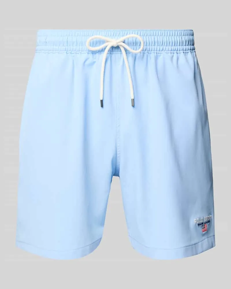 Ralph Lauren Relaxed Fit Badeshorts mit Eingrifftaschen Modell 'TRAVLER Hellblau