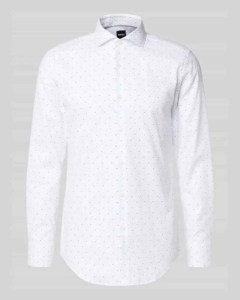 HUGO BOSS Regular Fit Businesshemd aus reiner Baumwolle Weiss