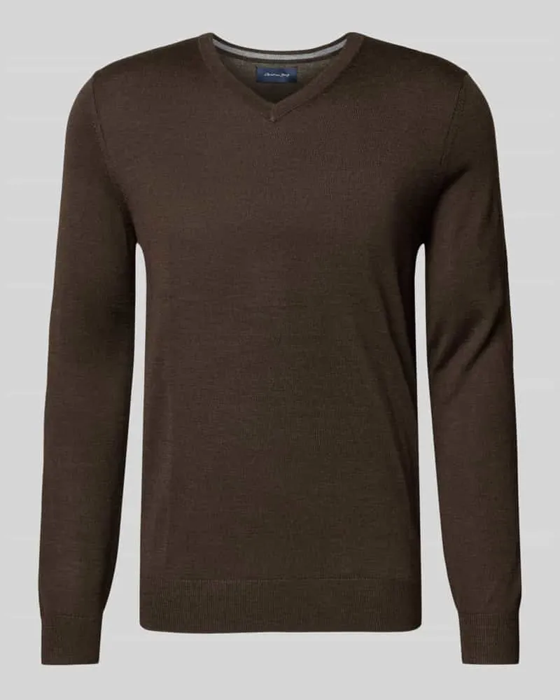 Christian Berg Strickpullover aus Woll-Mix mit V-Ausschnitt 