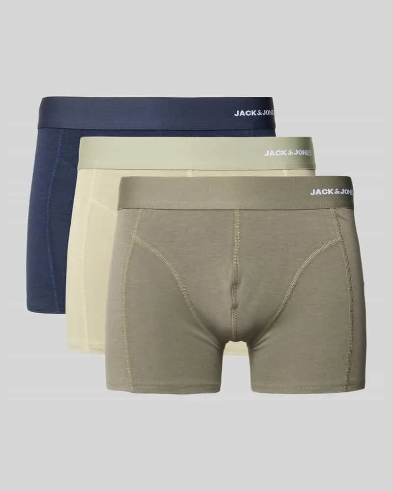 Jack & Jones Trunks aus Viskose-Baumwoll-Mix Modell 'GABRIEL' im 3er-Pack Oliv