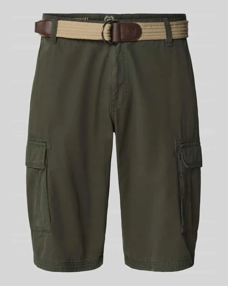 Lerros Regular Fit Cargoshorts mit Gürtel Oliv