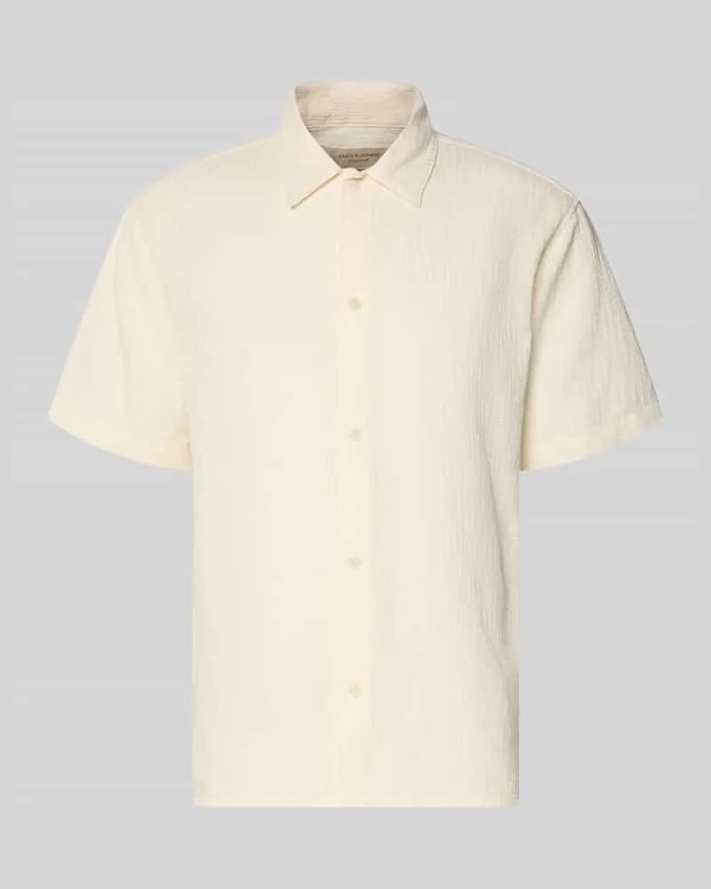 Jack & Jones Regular Fit Freizeithemd mit Strukturmuster Modell 'MONTAUK Offwhite