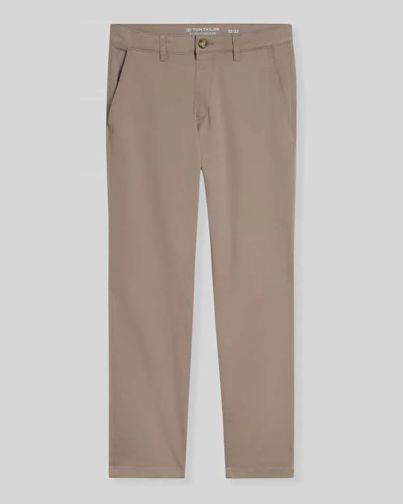 Tom Tailor Straight Fit Chino aus Baumwoll-Mix Taupe